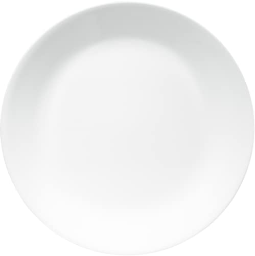 Corelle Vitrelle 4-Pieces 8.5' Glass Salad/Appetizer Plates, Chip & Crack Resistant Glass Dinnerware Set Plates, Winter Frost White