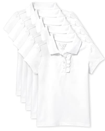 The Children's Place Baby Girls and Toddler Girls Short Sleeve Ruffle Pique Polo, White, 4T