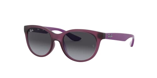 Ray-Ban Junior Girls' RJ9068S Butterfly Sunglasses, Rubber Transparent Fuchsia/Light Grey Gradient Dark Grey, 47 mm