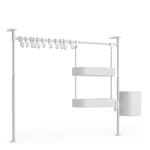 Umbra Anywhere Tension Rod Multi Kitchen Organizer, Large Org, White