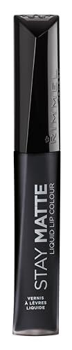 Rimmel London Stay Matte Liquid Lip Color with Full Coverage Kiss-Proof Waterproof Matte Lipstick Formula that Lasts 12 Hours - 840 Pitch Black, .21oz