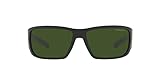 Arnette Man Sunglasses Matte Black Frame, Dark Green Lenses, 64MM