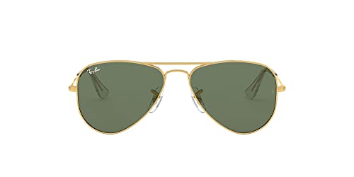 Ray-Ban Kids' Rj9506S Metal Aviator Sunglasses, Arista/Dark Green, 52 mm