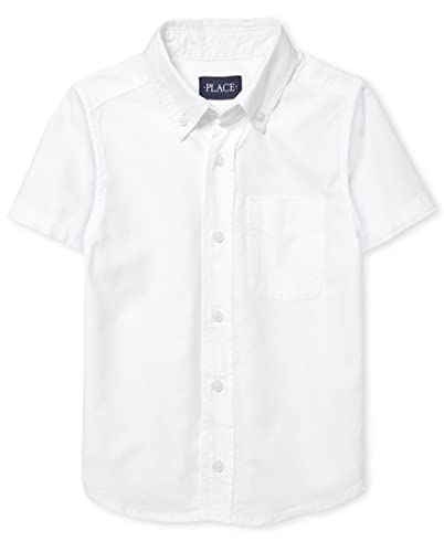 The Children's Place,boys,Short Sleeve Oxford Shirt,White,Small