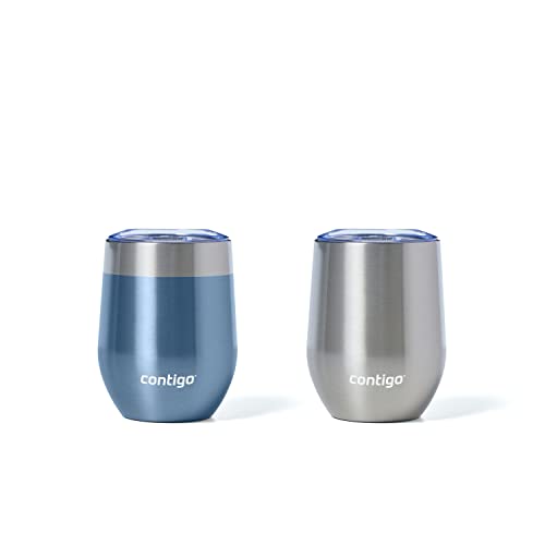 Contigo River North Stainless Steel Wine Tumbler with Splash-Proof Lid, 12oz., 2 Pack, Dark Ice & Stainless Steel