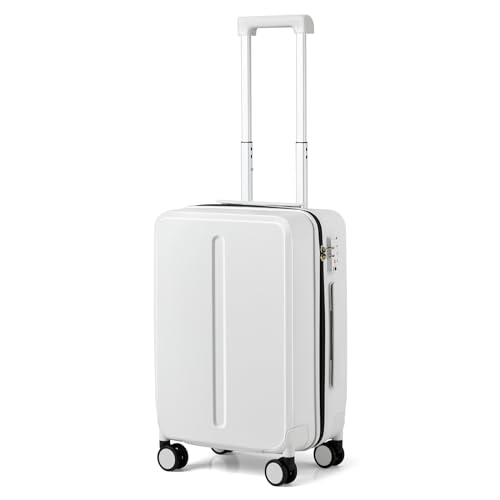 MILADA Carry On Luggage 22x14x9 Airline Approved 20 Inch Carry On Suitcase With TSA Approved Carry On Luggage With Wheels Carry on Bag Hard Shell Suitcases For Travel, Smoke White