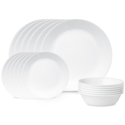 Corelle Livingware 18-Piece Dinnerware Set, Winter Frost White, Service for 6 (1088609)