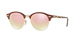 Ray-Ban RB4246 Clubround Round Sunglasses, Top Brown Transparent Grey/Brown Gradient Brown Mirrored Pink, 51 mm