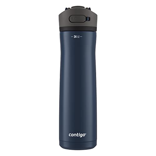 Contigo Ashland Chill 24oz Stainless Steel Water Bottle with Leakproof Lid & Straw, Smart Temperature Technology Keeps Beverages Hot and Cold, Ideal for Travel, Work, School - Silver Finish