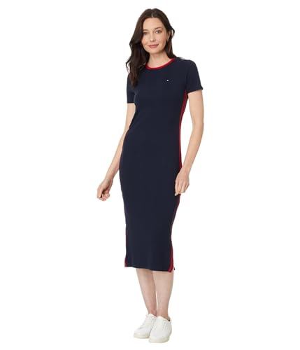 Tommy Hilfiger Women's Ribbed Midi Dress, Sky Captain, S