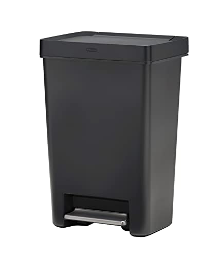 Rubbermaid Premier Series II Step-On Trash Can for Home and Kitchen, with Lid Lock and Slow Close, 13 Gallon, Charcoal, for Home/Kitchen/Hotel/Lobby/Office