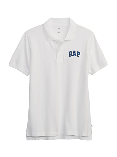 GAP Boys Logo Polo Shirt, Optic White 3, Small US