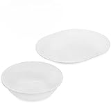 Corelle 12-1/4-Inch Serving Platter, Winter Frost White - 2-Quart Serving Bowl, Winter Frost White - Bundle Set of 2 (1 Serving Platter and 1 Serving Bowl)