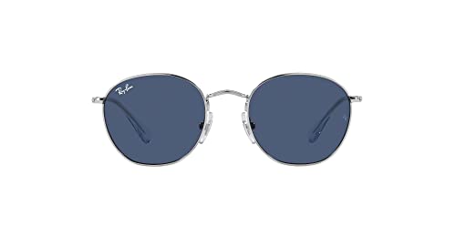 Ray-Ban Junior Kids' Rj9572s Rob Round Sunglasses, Silver/Dark Blue, 48 mm