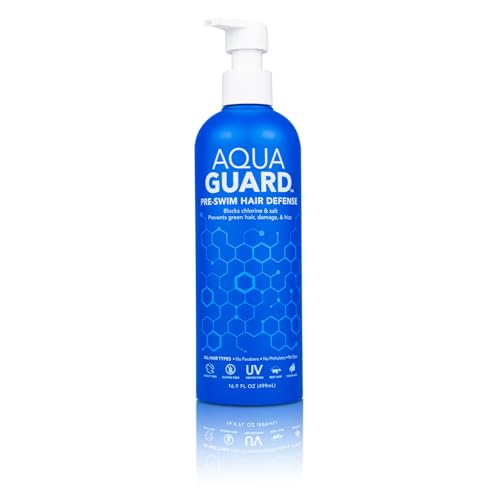 AquaGuard Pre-Swim Hair Defense | Prevents Chlorine Damage + Softens Hair | Color Safe, Great Smelling | Made in California | 16.9 oz