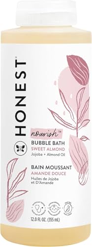 The Honest Company Foaming Bubble Bath | Gentle for Baby | Naturally Derived, Tear-free, Hypoallergenic | Sweet Almond Nourish, 12 fl oz