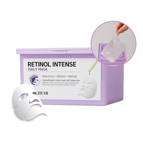 SOME BY MI Retinol Intense Daily Mask - 30 Sheets, 11.8Oz - Mild Korean Retinol Vegan Face Sheet Mask for Glass Skin Routine - Skin Texture, Elasticity and Aging Sign Care - Korean Skin Care