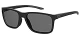 UA Hustle Rectangular Sunglasses, Matte Black Frame w/ Polarized Gray Lenses