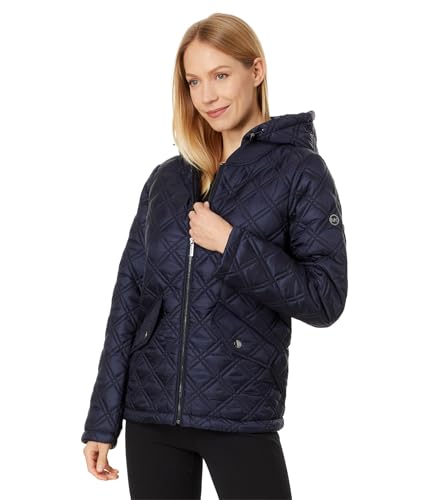 Michael Kors Women's Zip Front Quilt, Midnight Blue