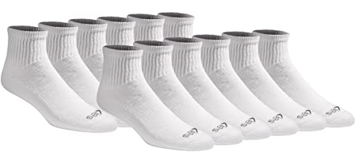 Dickies Men's Dri-Tech Moisture Control Quarter Socks, Available in M-XXL (6, 18, Solid White (12 Pairs), Large