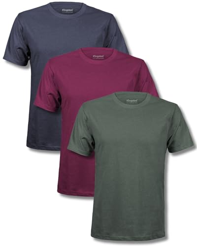 Kingsted Men's T-Shirts - Royally Comfortable - Super Soft Cotton Blend - Short Sleeve Tagless Crewneck - Plain Colored Classic Tees (3 Pack, Essential, Medium)