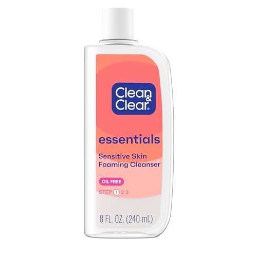 Clean & Clear Essentials Foaming Facial Cleanser, Oil-Free Daily Face Wash with Glycerin to Remove Acne Breakout-Causing Dirt, Oil & Makeup Without Over-Drying, 8 Fl Oz (Packaging may vary)