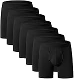 youlehe Men's Underwear Soft Rayon Boxer Briefs Stretch Trunks Pack (as1, alpha, m, regular, regular, 7 Pack(Black)-Open Fly-018)