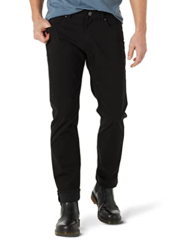 Lee Men's Extreme Motion Straight Fit 5 Pocket Pant, Union-All Black, 31W x 32L