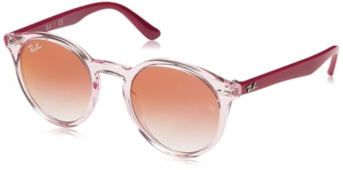 Ray-Ban Rj9064S Round Sunglasses, Transparent Pink/Clear Gradient Red Mirrored Red, 44 mm