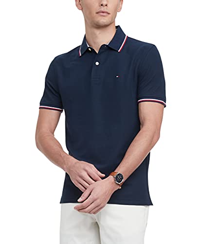 Tommy Hilfiger Men's Sport Moisture Wicking Polo Shirt with Quick Dry and UV Protection Sky Captain