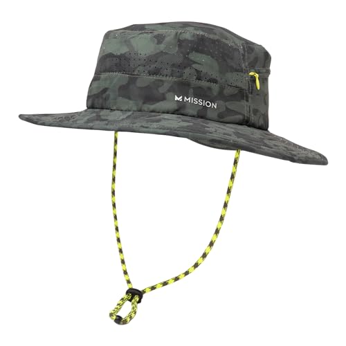 MISSION Cooling Anywhere Boonie Hat, Etched Camo Black Forest - Unisex Wide-Brim Hat for Men & Women - Lightweight & Durable - Cools Up to 2 Hours - UPF 50 Sun Protection - Machine Washable