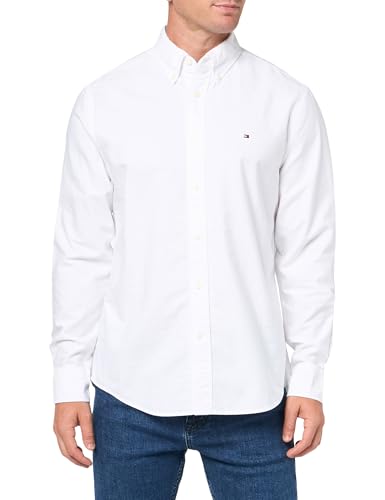 Tommy Hilfiger Men's Heritage Oxford Solid Regular Long Sleeve Shirts Optic White