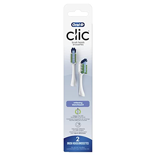 Oral-B Clic Toothbrush Whitening Replacement Brush Heads, White, 2 Count