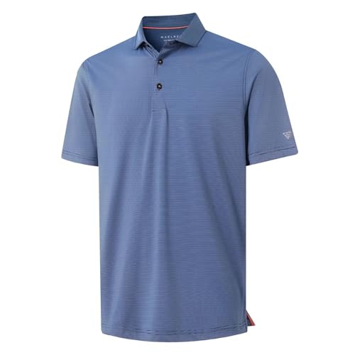 MAELREG Men’s Polo Shirts Short Sleeve Quick Dry Performance Lightweight Pinstriped Collared Polo Shirt for Men