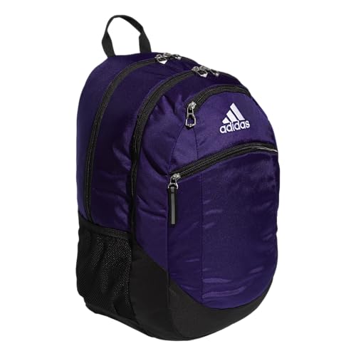 adidas Striker Team Sports Backpack Durable Athletic Gym Laptop Bag for Boys/Girls, Collegiate Purple/Black/White/2.0 (28L), One Size