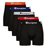 Champion Men's Boxer Briefs, Every Day Comfort Stretch Cotton Moisture-Wicking Underwear, Multi-Pack, Black-5 Pack, X-Large