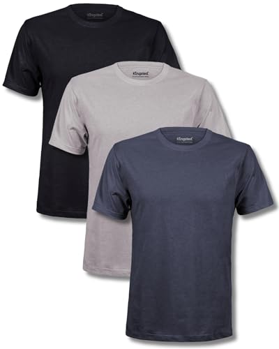 Kingsted Men's T-Shirts Pack - Royally Comfortable - Super Soft Cotton Blend - Short Sleeve Tagless Crewneck - Plain Colored Classic Tees (3 Pack, Monochrome, Medium)