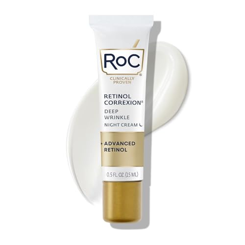 RoC Retinol Correxion Deep Wrinkle Anti-Aging Night Cream, Daily Face Moisturizer with Shea Butter, Glycolic Acid and Squalane, Skin Care Treatment, Mini 0.5 Ounces (Packaging May Vary)