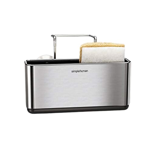 simplehuman Slim Sink Caddy Sponge Holder, Brushed Stainless Steel, Silver