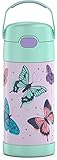 THERMOS FUNTAINER Water Bottle with Straw - 12 Ounce, Butterfly Frenzy - Kids Stainless Steel Vacuum Insulated Water Bottle with Lid