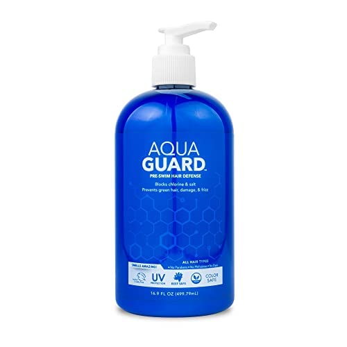 AquaGuard Pre-Swim Hair Defense | No More Swim Hair | Prevents Chlorine Damage + Softens Hair While Swimming | Made in California | Color Safe, Leaves Hair Smelling Great | 16.9 oz