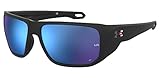 UA Attack 2 ANSI Sunglasses, Matte Black Frame 'Freedom' w/ Blue Mirror Lenses 1378142