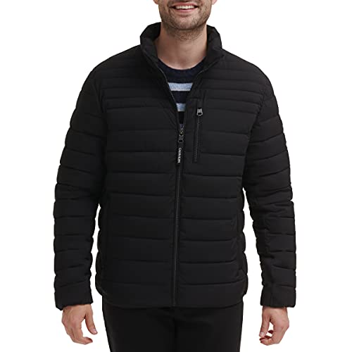 Calvin Klein Men's Classic Packable Down Jacket, Black Stretch, Medium