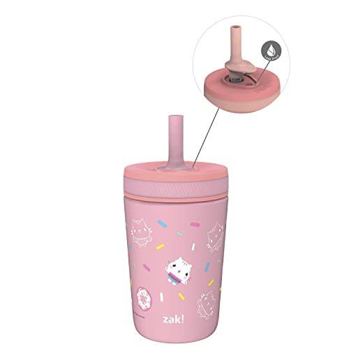 Zak Designs DreamWorks Gabby's Dollhouse Kelso Toddler Cups For Travel or At Home, 12oz Vacuum Insulated Stainless Steel Sippy Cup With Leak-Proof Design is Perfect For Kids (Cakey Cat)