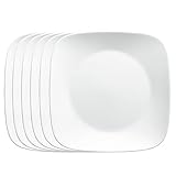 Corelle Vitrelle 6-Piece Salad Plates Set, Triple Layer Glass and Chip Resistant, Lightweight Square 9-Inch Plates, White