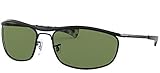 Ray-Ban RB3119M Olympian I Deluxe Rectangular Sunglasses, Black/Green, 62 mm