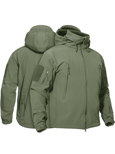 TACVASEN Men's Casual Outdoor Sport Thicken Fleece Jacket Coat Outwear Army Green,US M(fit chest:35'-38')