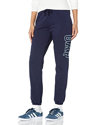 GAP Womens Oversized Logo Fleece Joggers Sweatpants, Navy Uniform, Medium US