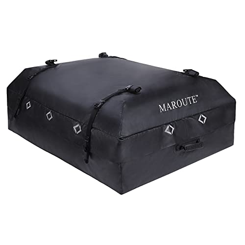 MAROUTE Rooftop Cargo Carrier Bag，15 Cubic Feet Heavy Duty Waterproof Rooftop Car Bag,Fits for All Cars with/without Rack,8 Door Hooks,Storage Bag (15 Cubic Feet)