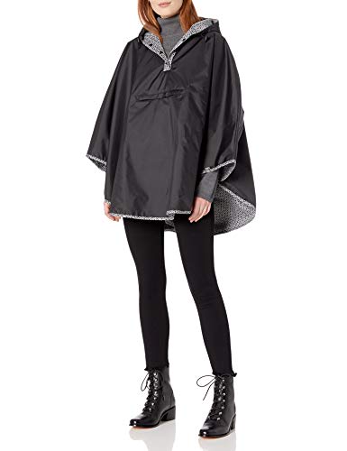 totes Women's Reversible Rain Poncho, Black, One Size